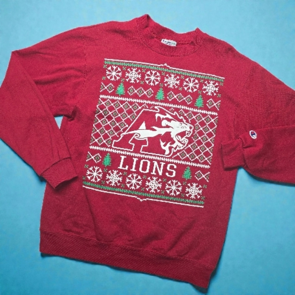 Champion Albright Lions Xmas Sweater Style Crewneck Sweatshirt College Medium